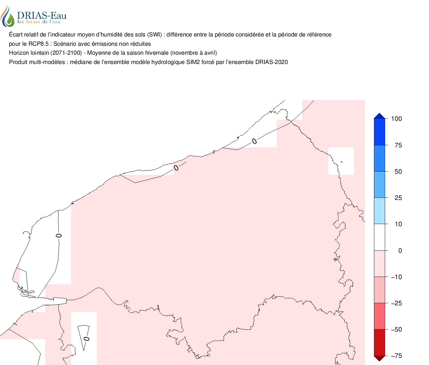 Augmentation de 2% l'humidité des sols en hiver en 2100 - TRACC 2023 : +4°C